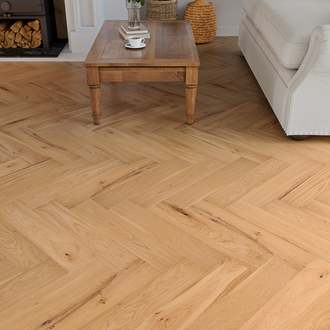 Timber Vale Herringbone Golden Wheat Oak Engineered Wood 15/4