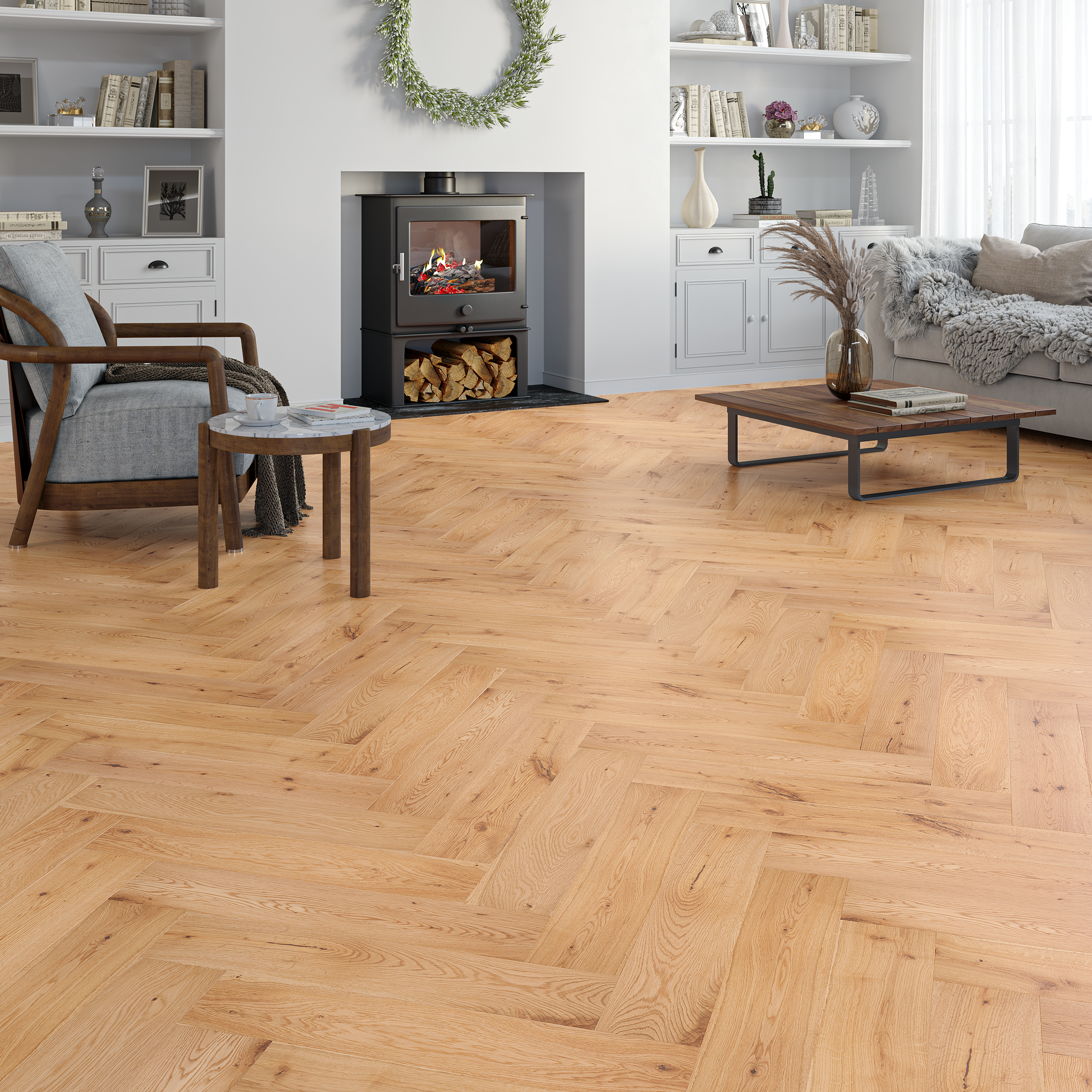 Timber Vale Herringbone Caramel Oak Engingeered Wood 15/4
