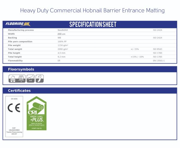 Cut to Size Heavy Duty Commercial Hobnail Barrier Entrance Matting Grey at £19.99