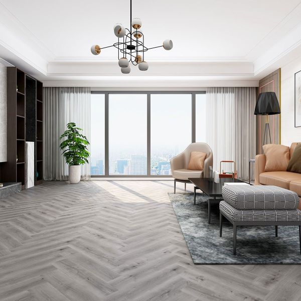 Naturelle Oxford Grey Herringbone SPC Rigid Click Vinyl Flooring at £65.98