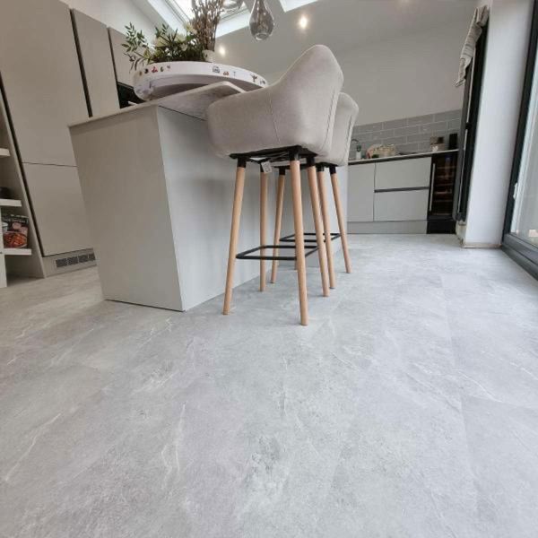 Naturelle Pale Grey Slate Tile SPC Rigid Core Click Vinyl Flooring at £32.59
