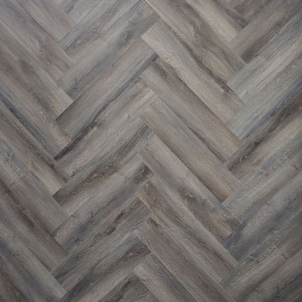 Naturelle Smoked Grey Oak Herringbone SPC Rigid Core Click Vinyl Flooring at £77.97