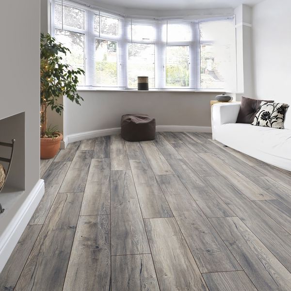 Villa Harbour Oak Grey 12mm Laminate Flooring at £33.53