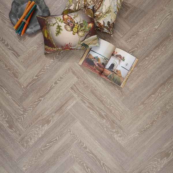 Signature Select Parquet Herringbone Luxury Vinyl Flooring Grey Mountain Oak SSP-022 at £81.80