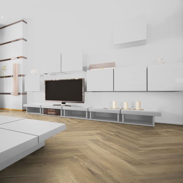 Prestige Timbers® 8mm Herringbone Laminate Flooring Feature Oak at £31.99