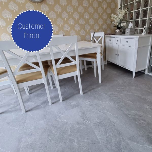 Naturelle Mid Grey Slate Tile SPC Rigid Core Click Vinyl Flooring